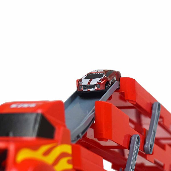 3 Katlı 3 Araçlı Kırmızı Transporter Oyun Seti