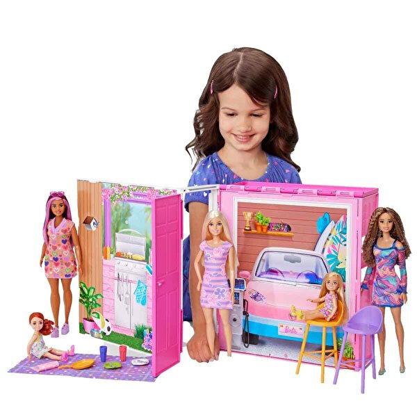 Barbie Portatif Tatil Evi Bebek ve Oyun Seti HRJ77