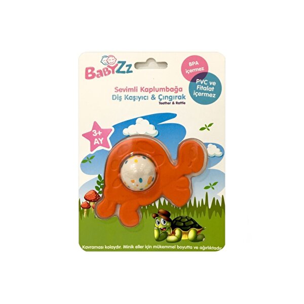 LC Sevimli Kaplumbağa Diş Kaşıyıcı Çıngırak Turuncu