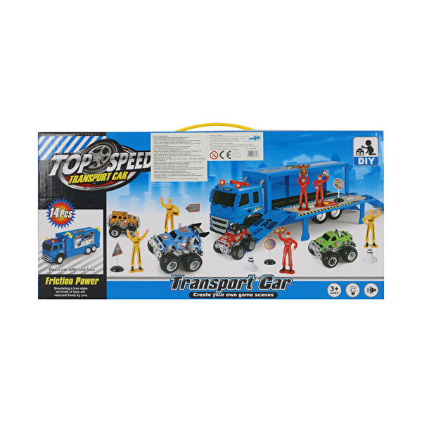 Sürtmeli Sesli ve Işıklı İş Makinesi Taşıyıcı Mavi Tır