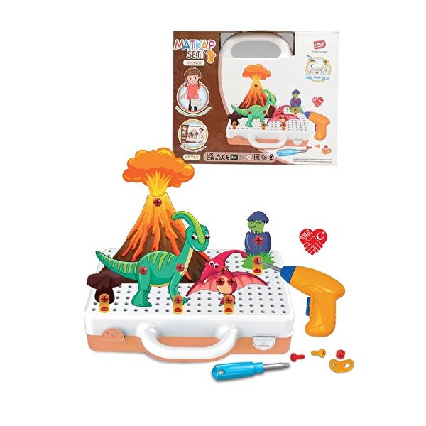 Eğitici Pilli Çalışan 3D Matkap Seti Sök Tak Dinozorlar