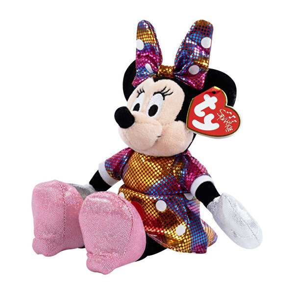 TY Parlak Gökkuşağı Elbiseli Minnie Mouse Peluş 15 Cm