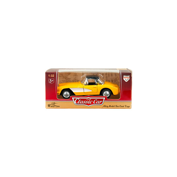 Die Cast 1:32 Klasik Roadster Çek Bırak Araba Sarı