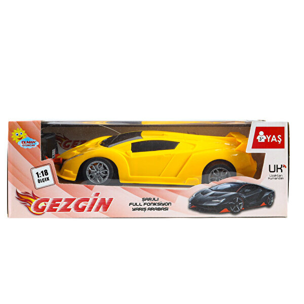 1:18 Ölçekli Şarjlı Full Fonksiyon Sarı Gezgin Araba