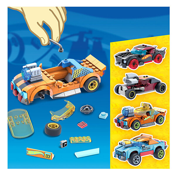 Mega Bloks Hot Wheels Aksesuarlı 4lü Araç Seti