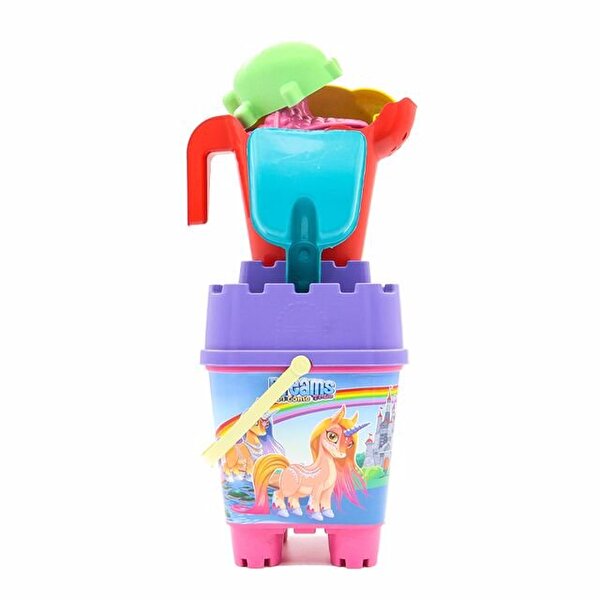 Resimli Mor Kapaklı Full Parçalı Kırmızı Suluklu Dev Kova Seti 1029