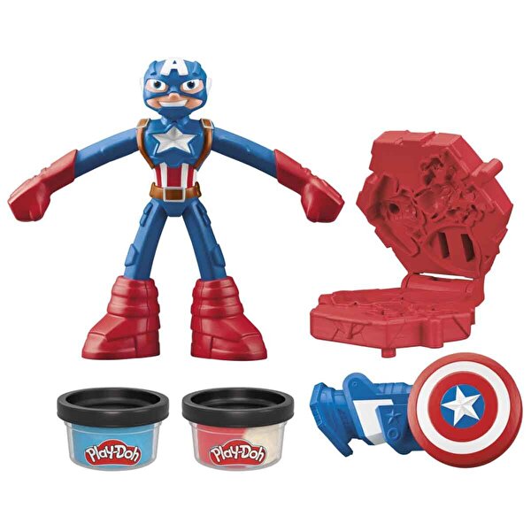 Play Doh Marvel Figürü ve Oyun Hamuru Seti Captain America G0056