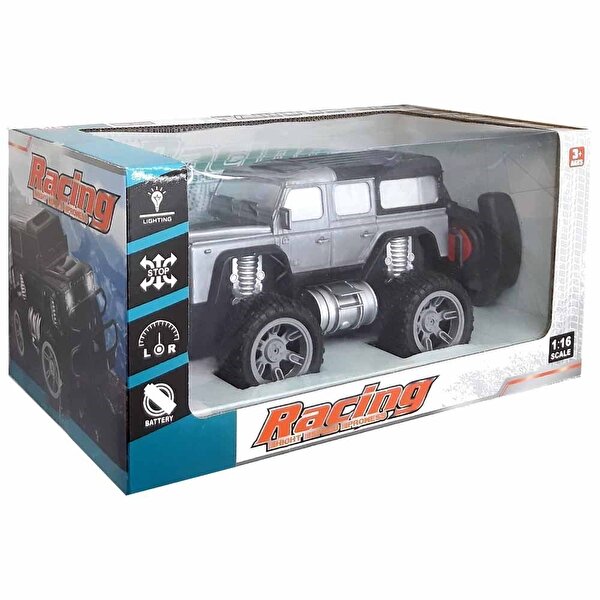 Işıklı Uzaktan Kumandalı Şarjlı Gri Jeep 23 Cm