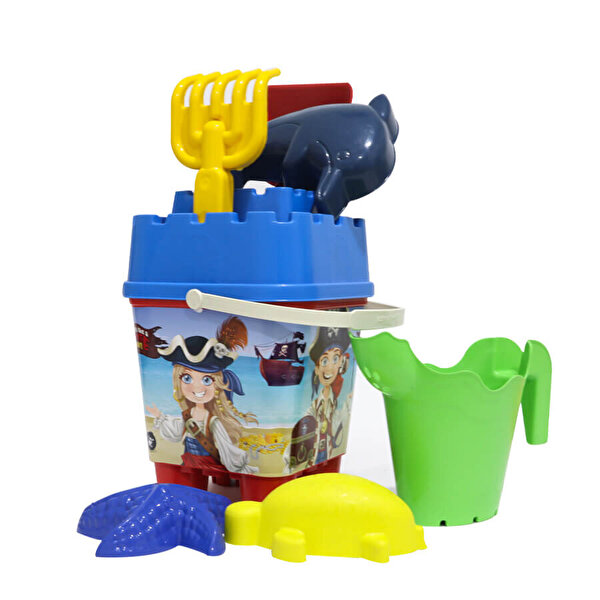 Resimli Mavi Kapaklı Full Parçalı Yeşil Suluklu Dev Kova Seti 1029