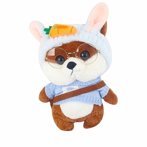 Gözlüklü Mavi Bandanalı Kahverengi Peluş