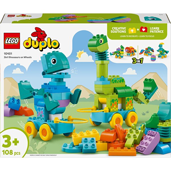 LEGO Duplo 3’ü 1 Arada Tekerlekli Dinozorlar 10451