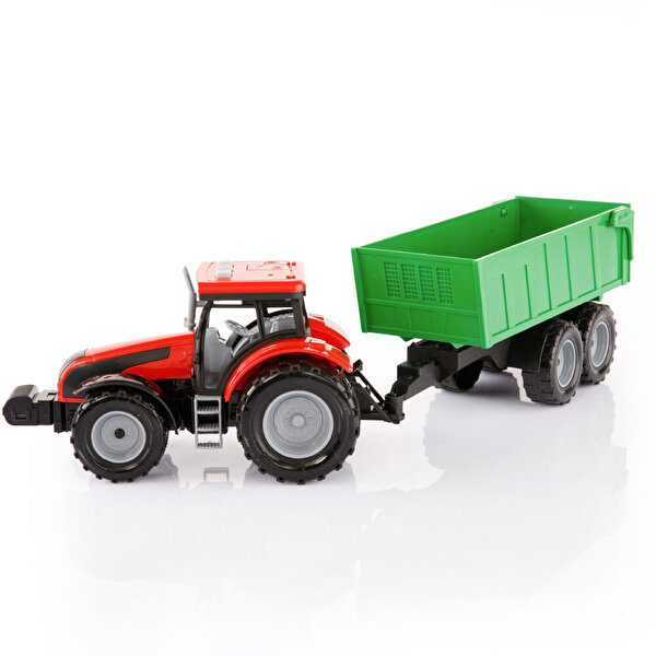 Römorklu Pilli Traktör Kırmızı