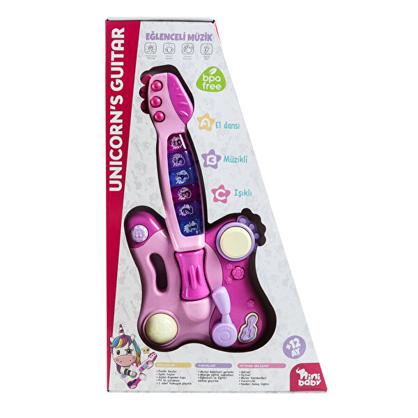 Erdem Sesli Işıklı Gitar Pembe