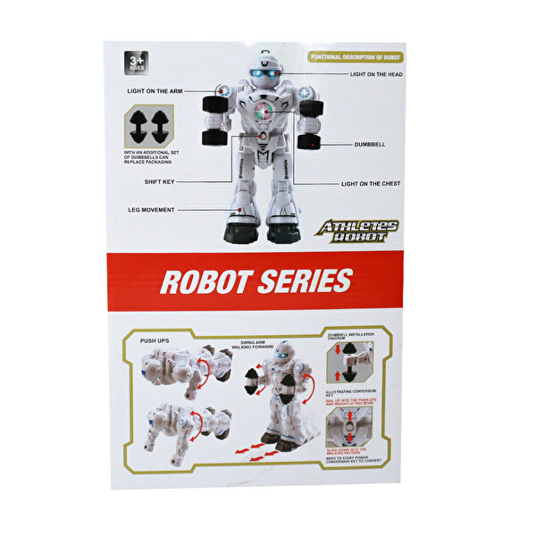 Sesli ve Işıklı Sporcu Beyaz Robot