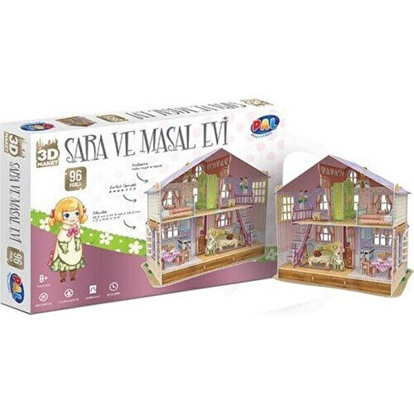 Pal Oyuncak 3D Puzzle 96 Parça Sara ve Masal Evi
