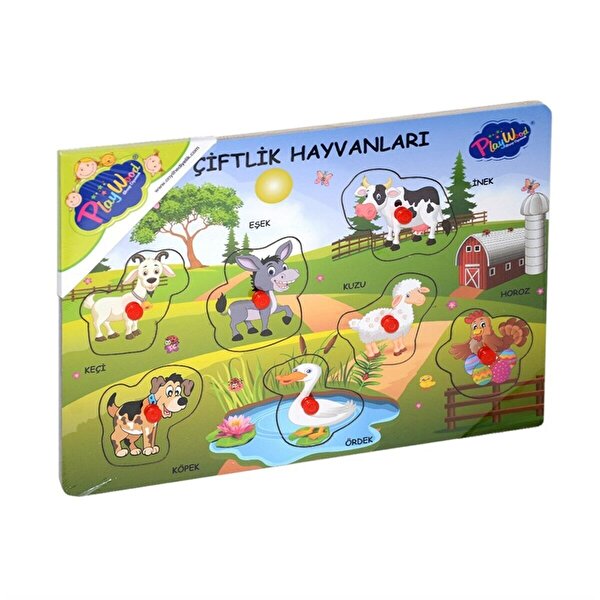 Playwood Ahşap Tutmalı Çiftlik Sevimli Kümes Hayvanları Puzzle