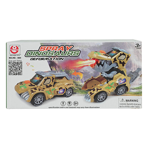 Pilli Işıklı ve Sesli Duman Efektli Dinozor Araba Seti