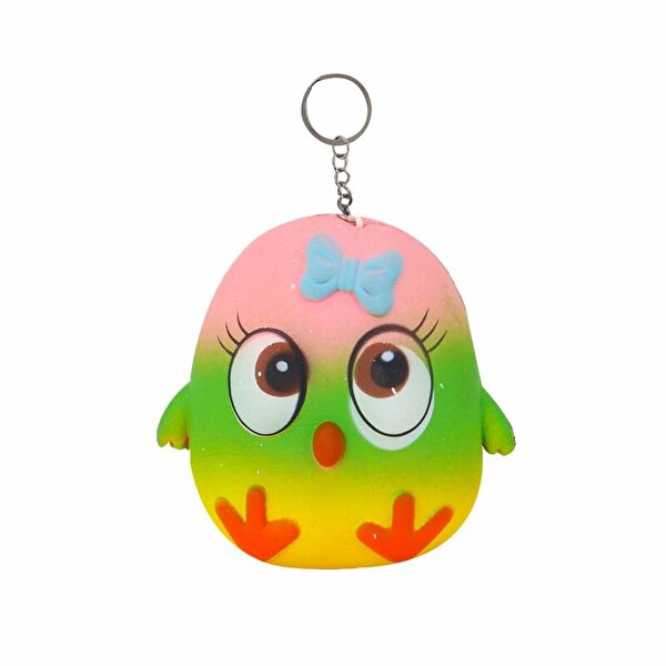 Büyük Squeeze Anahtarlık Pembe Yeşil Civciv