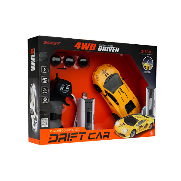 Şarj İstasyonlu Uzaktan Kumandalı Drift Sarı Araba