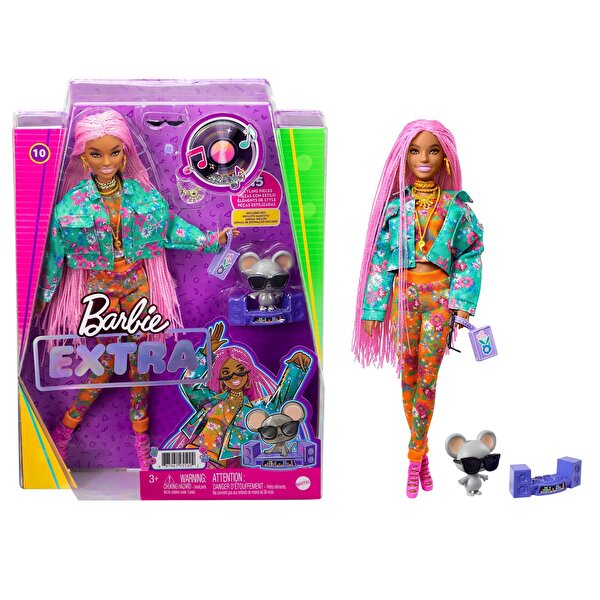 Barbie Extra Pembe Örgü Saçlı Bebek GXF09