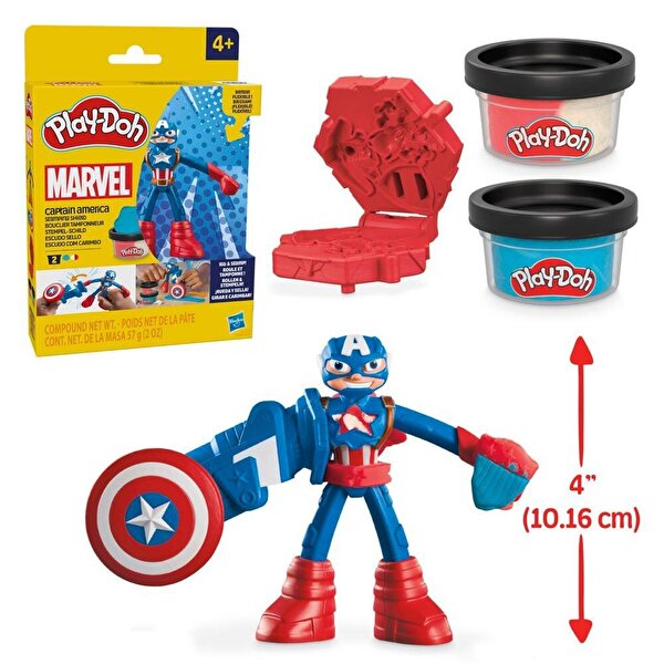 Play Doh Marvel Figürü ve Oyun Hamuru Seti Captain America G0056