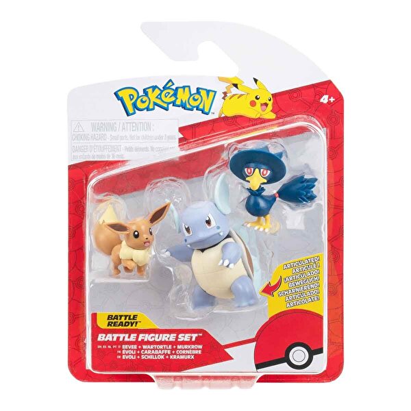 Pokemon Battle 3'lü Fi̇gür Seti̇ Eeve Wartortle Murkrow