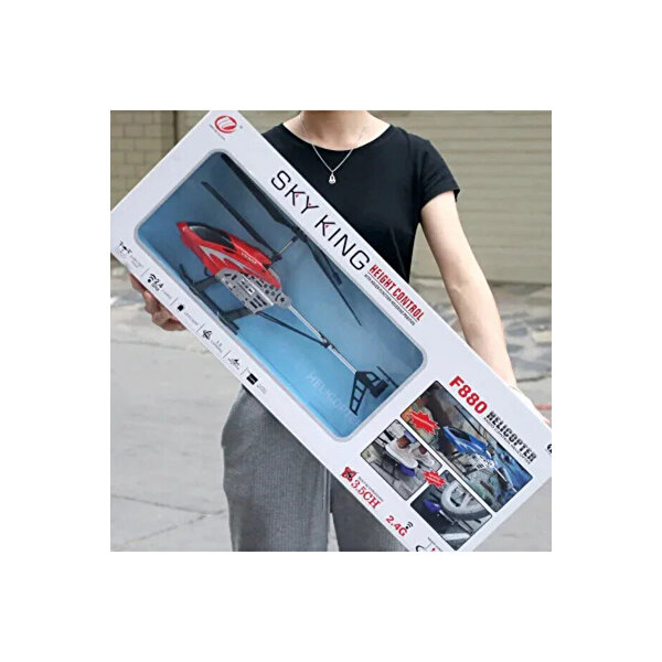 Işıklı Şarjlı 2.4 GHz Uzaktan Kumandalı Helikopter Kırmızı