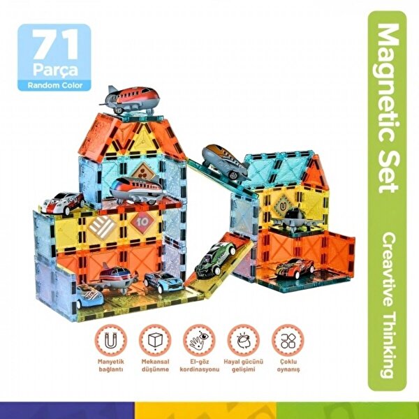 Magnetic Tiles Mıknatıslı Manyetik Yapı Blokları 71 Parça