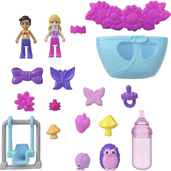 Polly Pocket Çanta Olabilen Micro Oyun Setleri Hedgehog Mom & Baby JBJ91