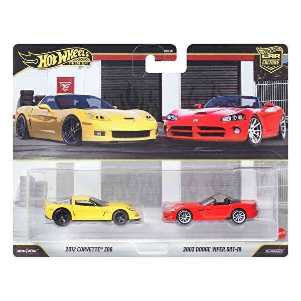 Hot Wheels 2'li̇ Premi̇um Araba Seti 2012 Corvette Z06 Ve 2003 Dodge Viper Srt-10 JHW54
