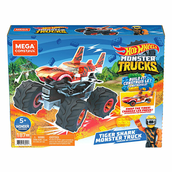 Mega Bloks Hot Wheels Monster Truck Blok Araçlar Tiger Shark GVM26