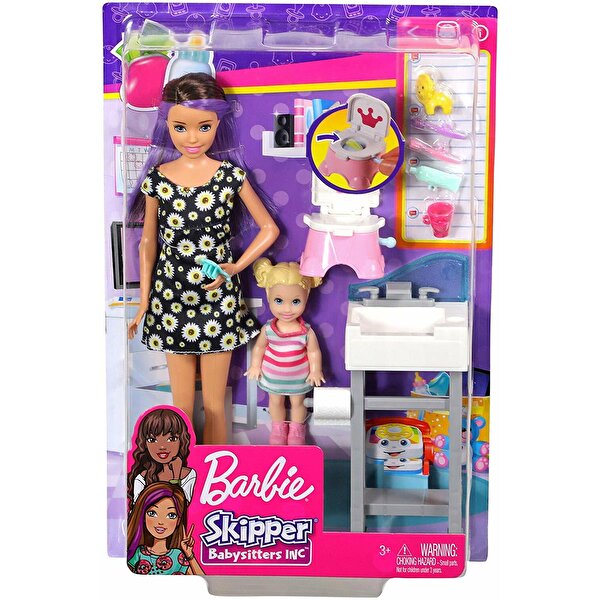 Barbie Bebek Bakıcılığı Oyun Seti Tuvalet Eğitimi Temalı FJB01