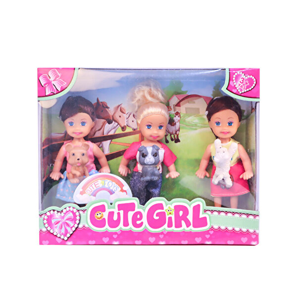 Sevimli Bebekler ve Evcil Hayvanları 3'lü Set