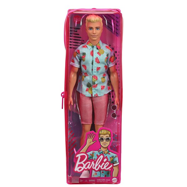 Barbie Yakışıklı Ken Bebekler Karpuz Desenli Gömlek ve Pembe Şortlu GYB04