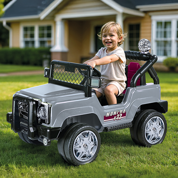 Dolu Montra Uzaktan Kumandalı Gri 12V Akülü Araba