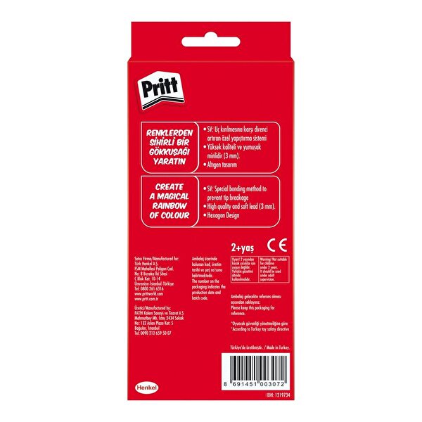 Pritt 12 Renkli Kuru Boya Kalemi Karton Kutu