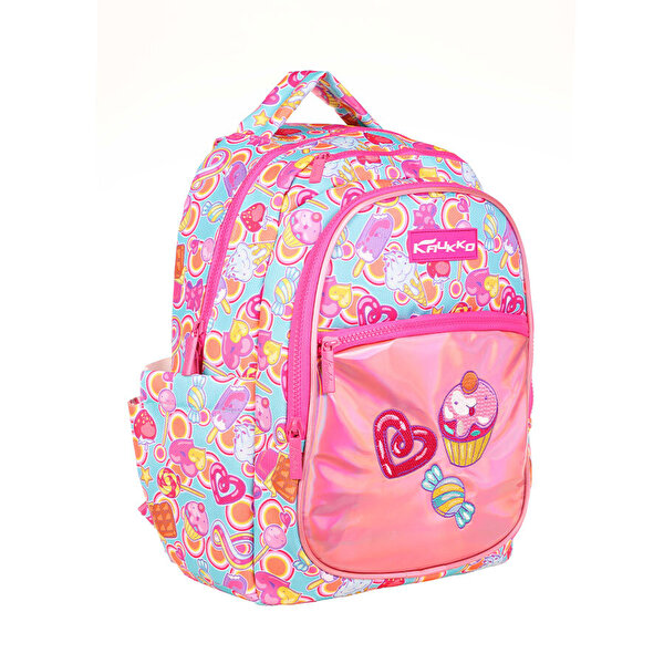 Kaukko Kids Aynalı Nakışlı Cupcake Pembe Okul Çantası