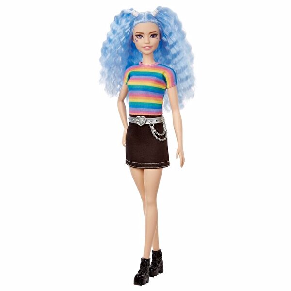 Barbie Fashionastas Büyüleyici Parti Bebekleri Siyah Etekli Mavi Saçlı GRB61