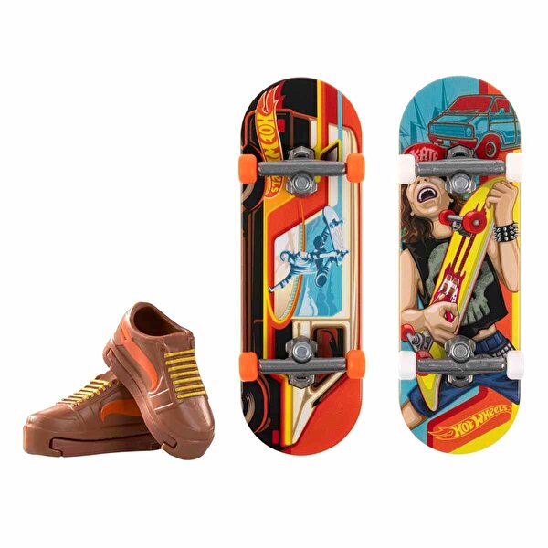 Hot Wheels Skate Retro Temalı İkili Parmak Kaykay ve Ayakkabı Paketleri HXL20