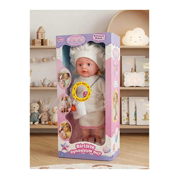 Konuşan Ezgi Beyaz Elbiseli Et Bebek 50 Cm
