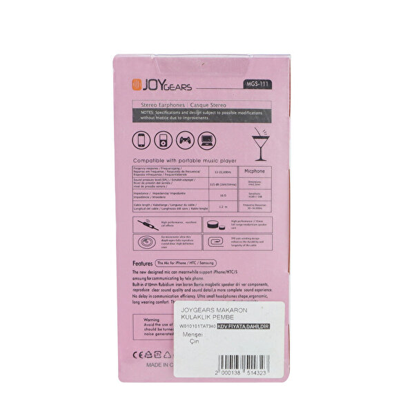 Joygears Makaron Kulaklık Pembe