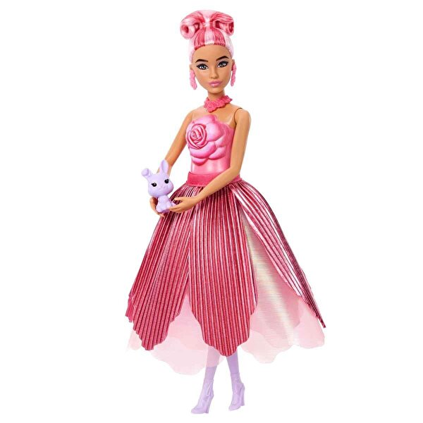 Barbie Petal Pop Gül Elbiseli Bebek JMF59
