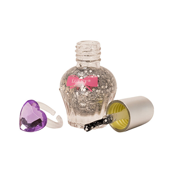 Lukky Su Bazlı Parlak Gümüş Konfeti Soyulabilir Oje