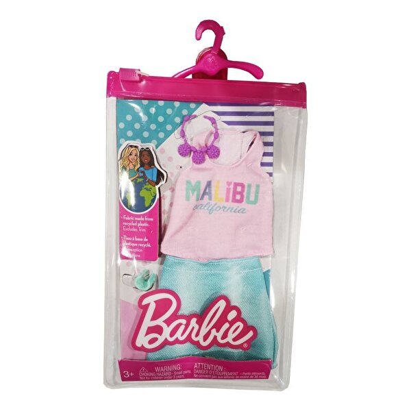 Barbie'nin Kıyafet Koleksiyonu Malibu Tişörtlü Mavi Etekli HBV35