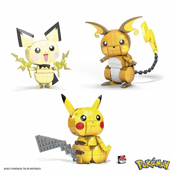 Mega Pokemon Yap ve Oyna Figürler Pikachu'nun Üç Evrimi Yapı Seti GYH06