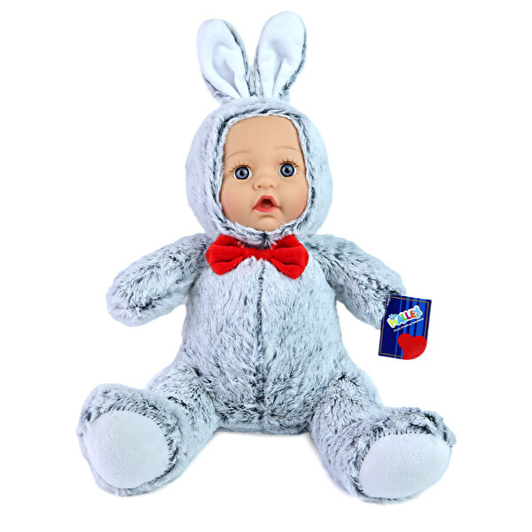 Bebek Yüzlü Peluş Oyuncak Gri Tavşan 30 cm.