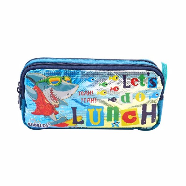 Bubbles Lets Do Lunch Hologramlı Kalem Çantası Mavi Lacivert