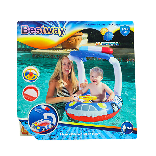 Bestway Gölgelikli Direksiyonlu Deniz Botu Polis Renkli