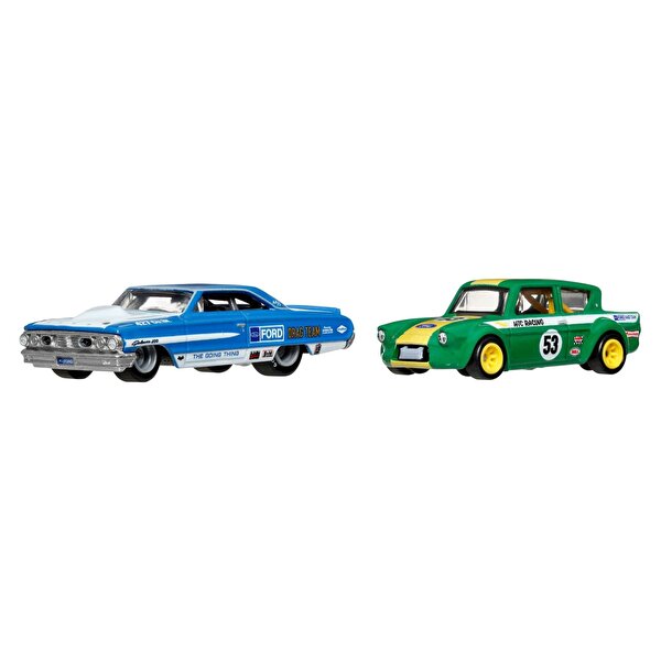 Hot Wheels 2'li̇ Premi̇um Araba Personnalise 64 Galaxie 500 & 67 Ford Anglia Racer Voiture De Course JHW50