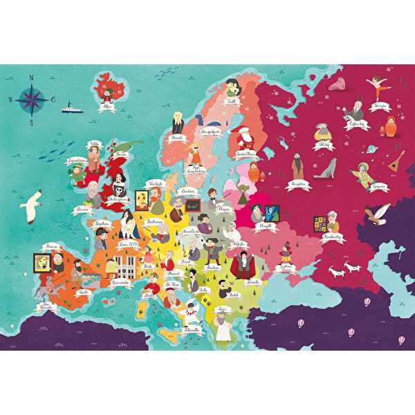 Clementoni Exploring Maps Puzzle Great People in Europe 250 Parça